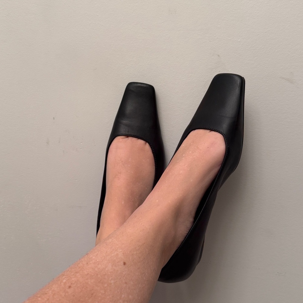 COS Leather Black Square-Toe Heels